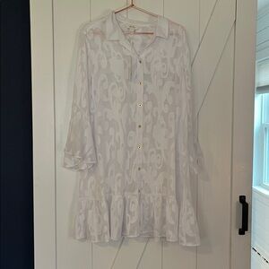 Lilly Pulitzer Resort White Linley Coverup-swirl pattern-NWT sz L 🏖️👙